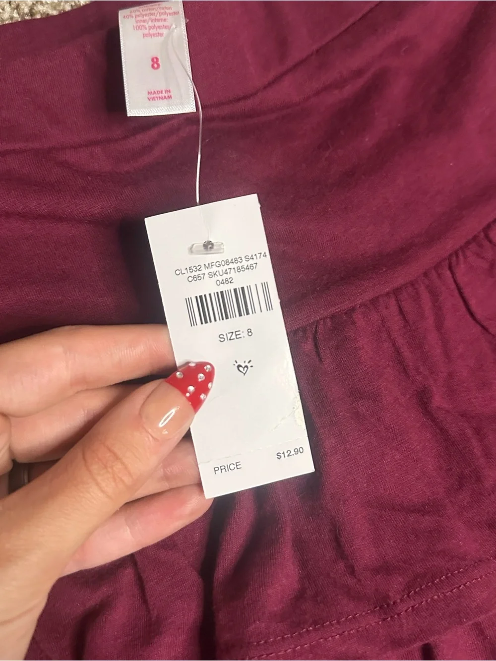 burgundy justice ruffle skort